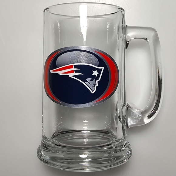 NFL New England Patriots Team Beer Stein Glass Mug - Picture 12 of 14